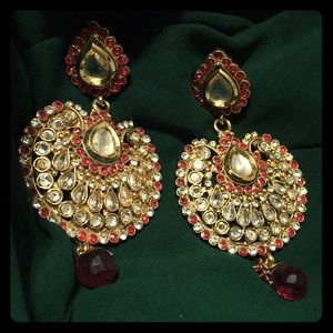 GORGEOUS Indian Exotic Gold and Red Earrings